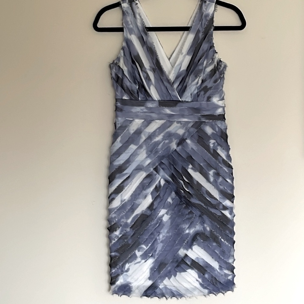 Ann Taylor -Stunning Sleeveless  Blue Watercolor Raw Edge Chiffon - 2P
